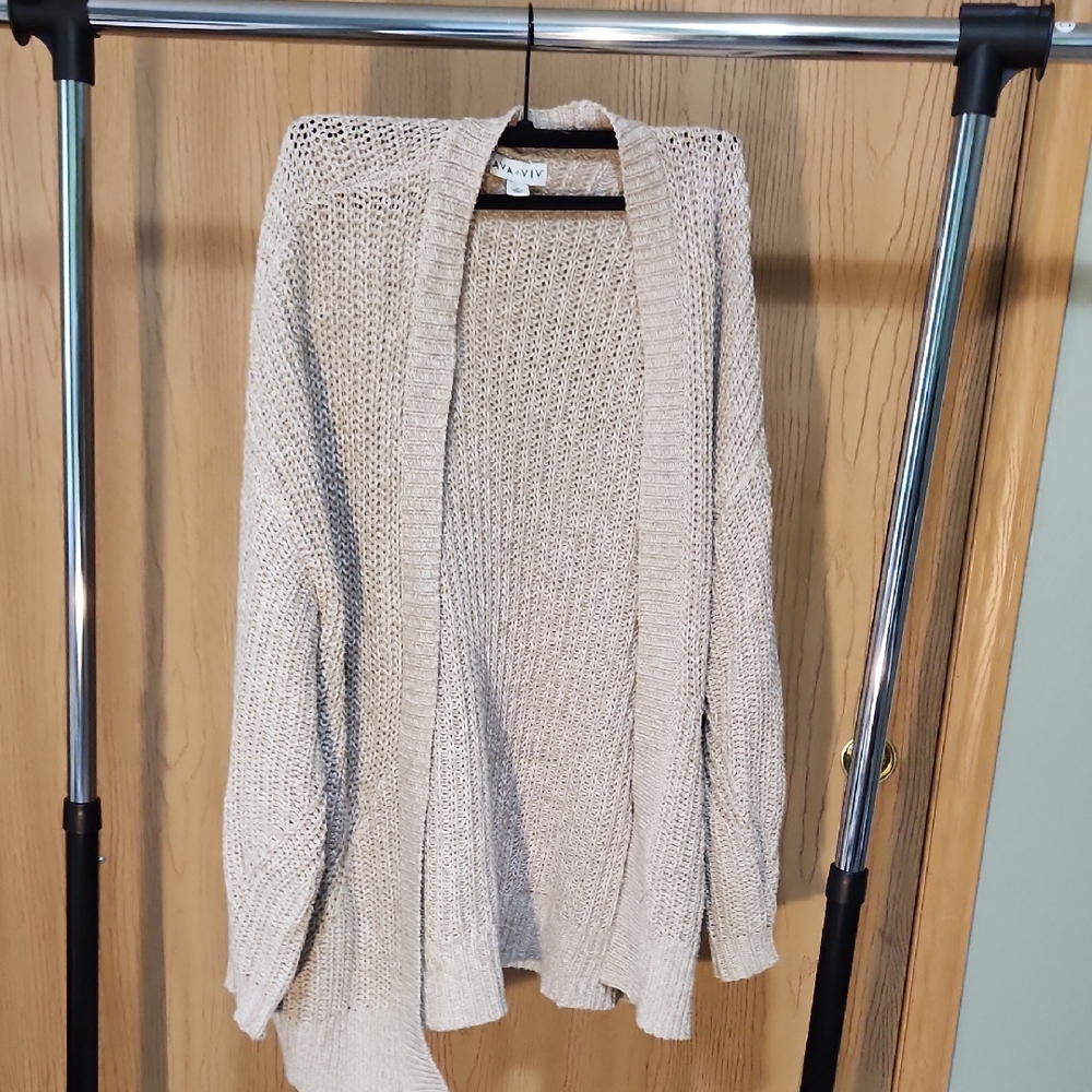 Ava & Viv Light Tan Open-Front Cardigan